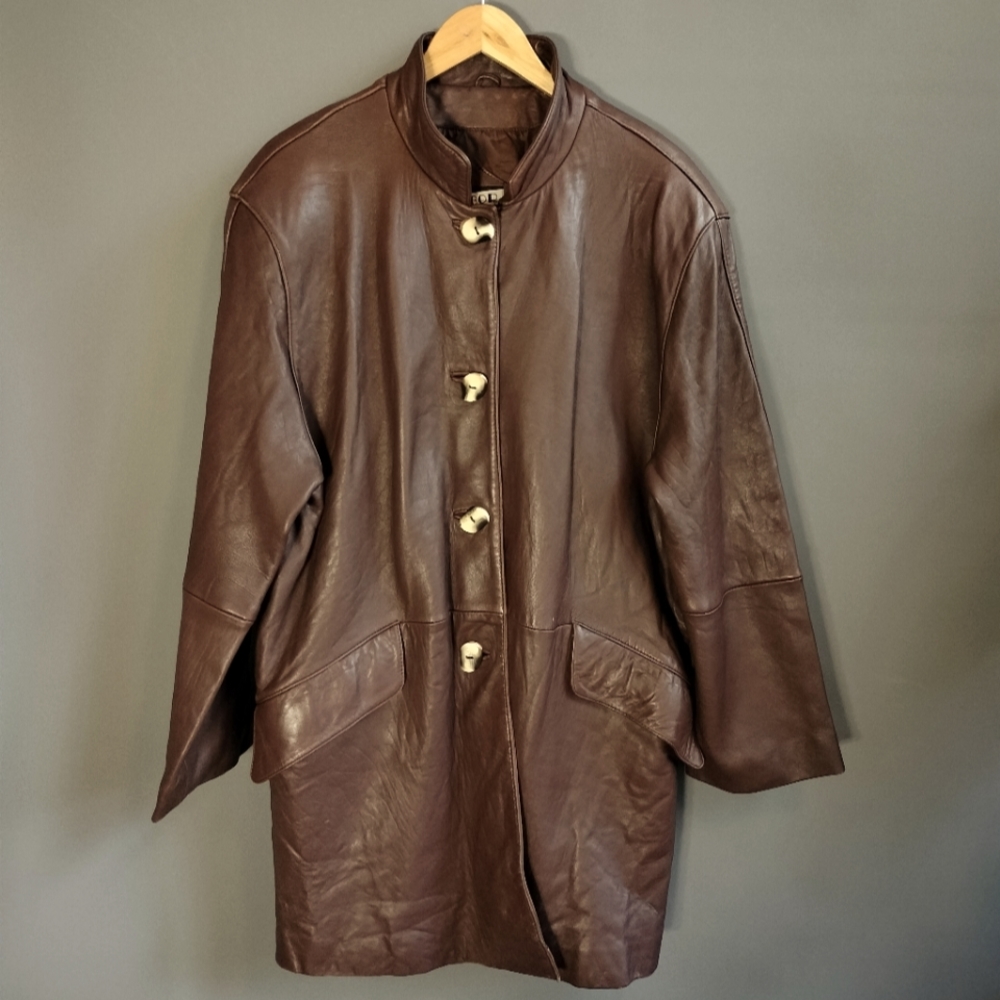 butter-soft leather car coat, vintage, Tibor